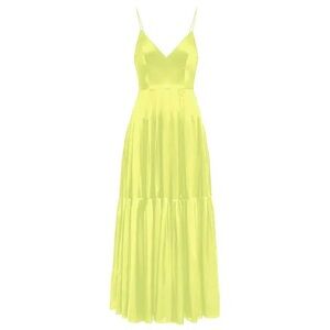 Alex Perry Yellow Green Pleated Midi Sundress